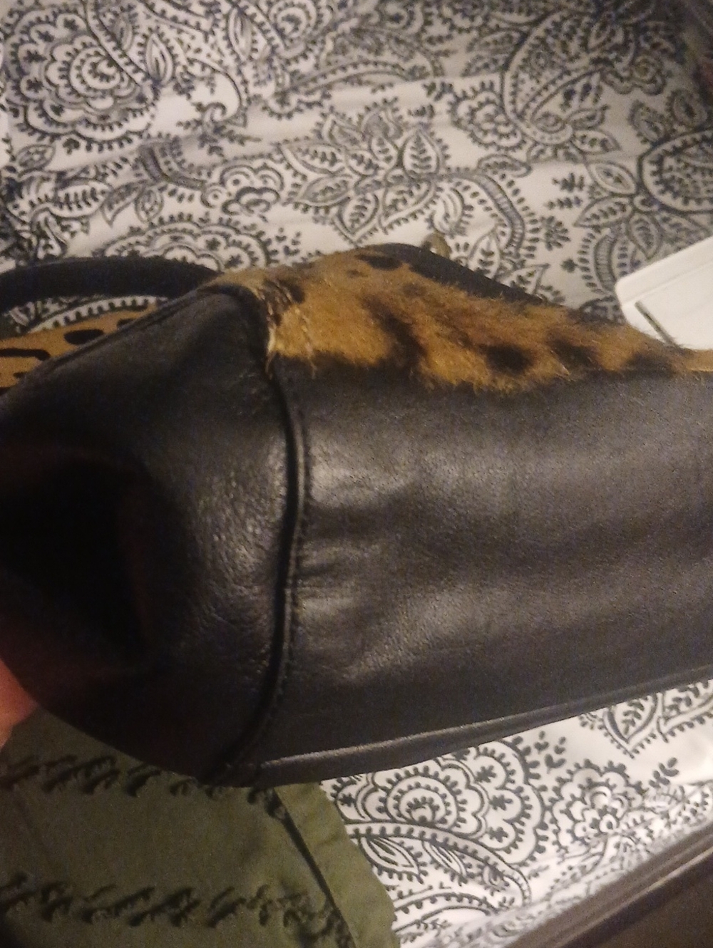 Coach Leopard Print Satchel in Black and Tan - Picture 11 of 16